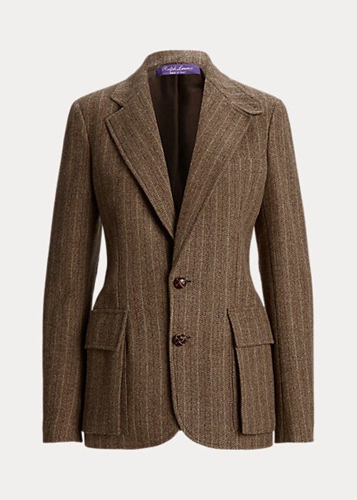 Hnědé dámské bundy Ralph Lauren Preston Herringbone Hnědé dámské bundy Ralph Lauren Preston Herringbone