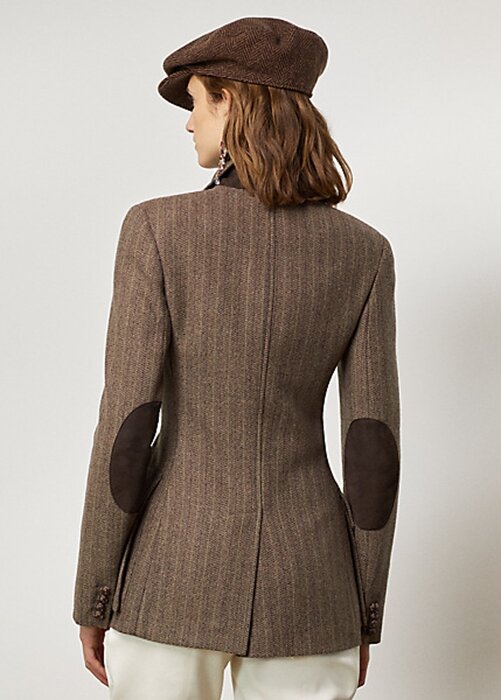Hnědé dámské bundy Ralph Lauren Preston Herringbone Hnědé dámské bundy Ralph Lauren Preston Herringbone