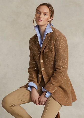 Hnědé dámské bundy Ralph Lauren s flitry s rybí kostí