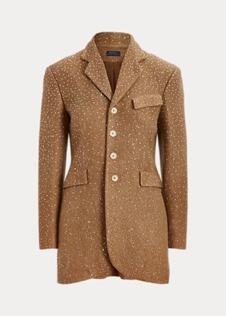 Hnědé dámské bundy Ralph Lauren s flitry s rybí kostí