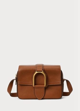 Hnědé dámské crossbody kabelky Ralph Lauren Calfskin Welington