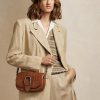 Hnědé dámské kabelky přes rameno Ralph Lauren Welington z telecí kůže