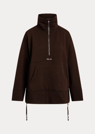 Hnědé dámské fleecové bundy Ralph Lauren se čtvrt zipem