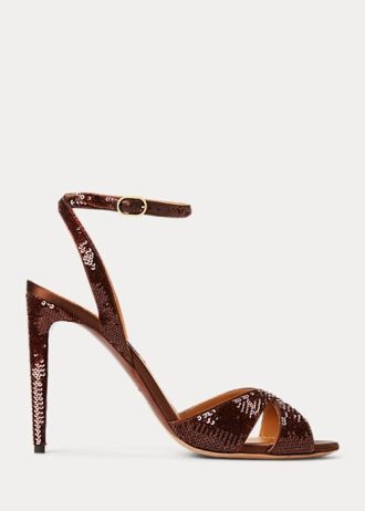 Hnědé dámské flitrové sandály Ralph Lauren Kandice Hnědé dámské flitrové sandály Ralph Lauren Kandice