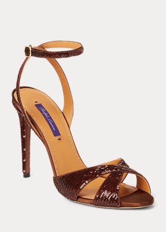 Hnědé dámské flitrové sandály Ralph Lauren Kandice Hnědé dámské flitrové sandály Ralph Lauren Kandice