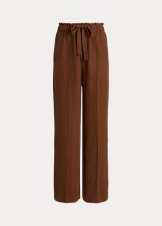 Hnědé dámské široké kalhoty Ralph Lauren Silk-Blend