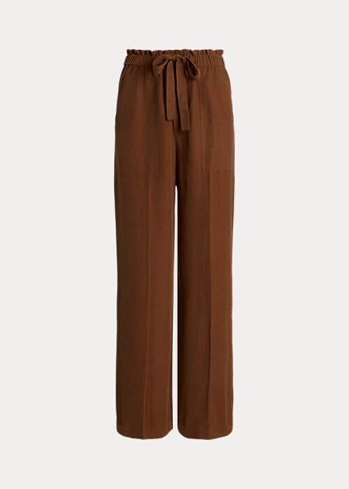 Hnědé dámské široké kalhoty Ralph Lauren Silk-Blend Hnědé dámské široké kalhoty Ralph Lauren Silk-Blend
