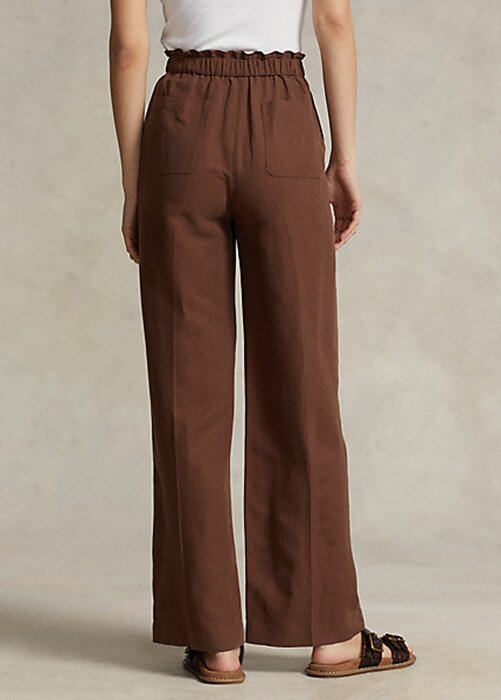 Hnědé dámské široké kalhoty Ralph Lauren Silk-Blend Hnědé dámské široké kalhoty Ralph Lauren Silk-Blend