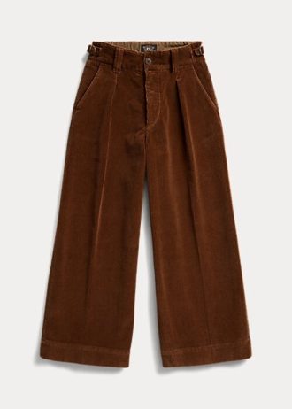 Hnědé dámské široké manšestrové kalhoty Ralph Lauren Cropped