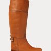 Hnědé dámské jezdecké boty Ralph Lauren Sallen z telecí kůže Hnědé dámské jezdecké boty Ralph Lauren Sallen z telecí kůže