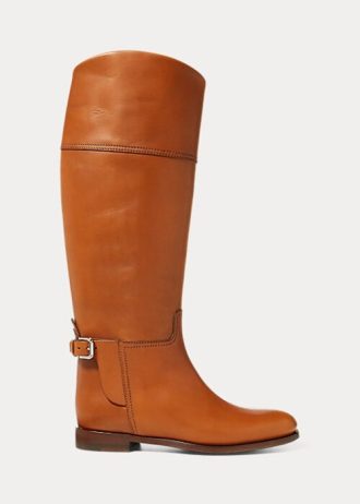 Hnědé dámské jezdecké boty Ralph Lauren Sallen z telecí kůže
