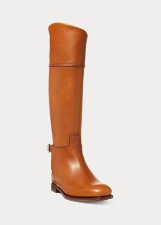 Hnědé dámské jezdecké boty Ralph Lauren Sallen z telecí kůže