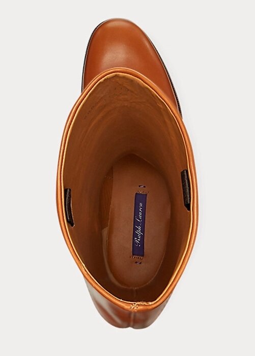 Hnědé dámské jezdecké boty Ralph Lauren Sallen z telecí kůže Hnědé dámské jezdecké boty Ralph Lauren Sallen z telecí kůže