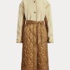Hnědé dámské kabáty Ralph Lauren s vodoodpudivým pásem s hybridní vložkou