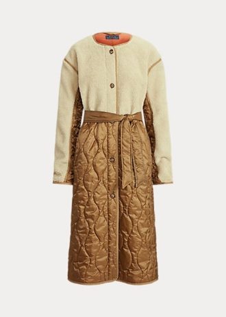Hnědé dámské kabáty Ralph Lauren s vodoodpudivým pásem s hybridní vložkou