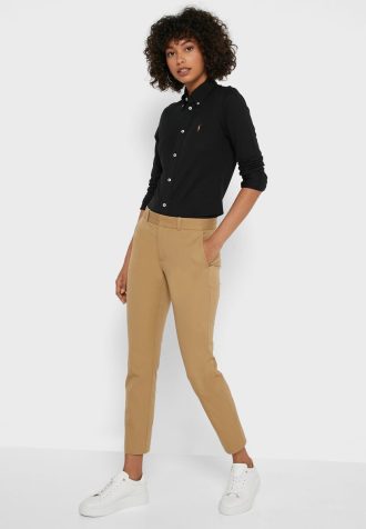 Hnědé dámské kalhoty Ralph Lauren s vysokým pasem