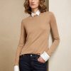 Hnědé dámské kašmírové svetry Ralph Lauren s límečkem Hnědé dámské kašmírové svetry Ralph Lauren s límečkem