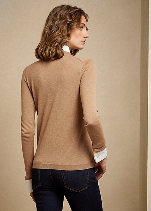 Hnědé dámské kašmírové svetry Ralph Lauren s límečkem Hnědé dámské kašmírové svetry Ralph Lauren s límečkem