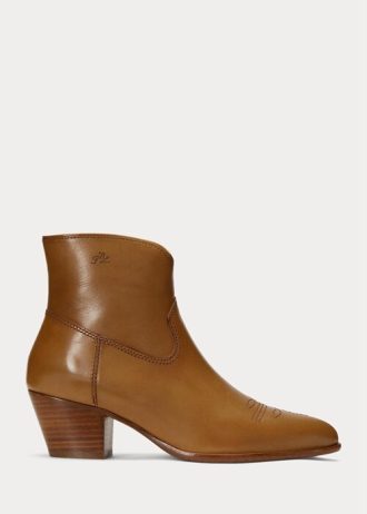 Hnědé dámské kožené boty Ralph Lauren Lucille