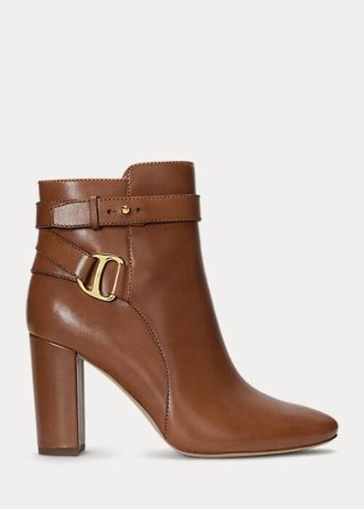 Hnědé dámské kožené boty Ralph Lauren Madelyn