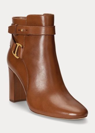 Hnědé dámské kožené boty Ralph Lauren Madelyn