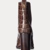 Hnědé dámské kožené boty Ralph Lauren ylah s reliéfem Hnědé dámské kožené boty Ralph Lauren ylah s reliéfem