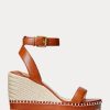 Hnědá dámská kožená espadrilka Ralph Lauren Hilarie