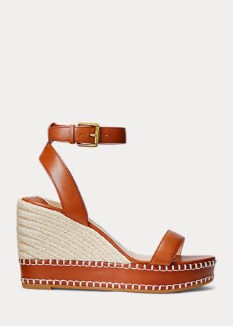 Hnědá dámská kožená espadrilka Ralph Lauren Hilarie