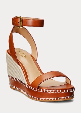 Hnědá dámská kožená espadrilka Ralph Lauren Hilarie