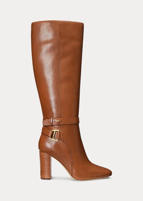 Hnědé dámské kožené jezdecké boty Ralph Lauren Makenna Hnědé dámské kožené jezdecké boty Ralph Lauren Makenna