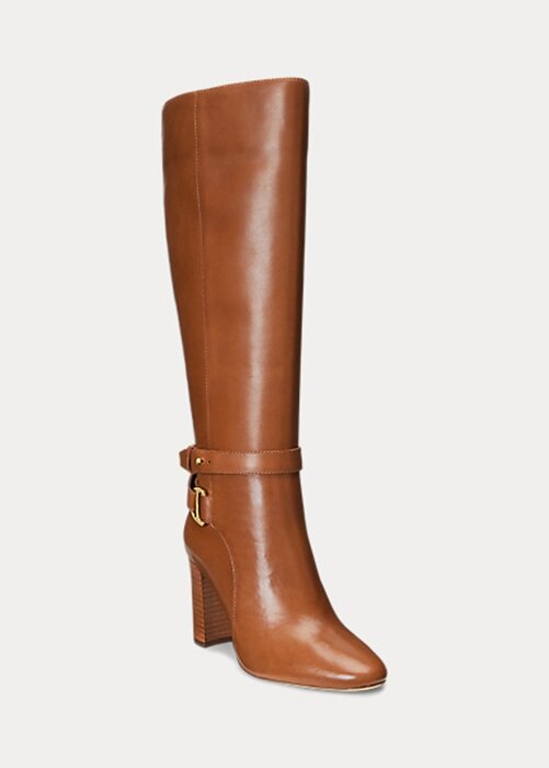 Hnědé dámské kožené jezdecké boty Ralph Lauren Makenna Hnědé dámské kožené jezdecké boty Ralph Lauren Makenna