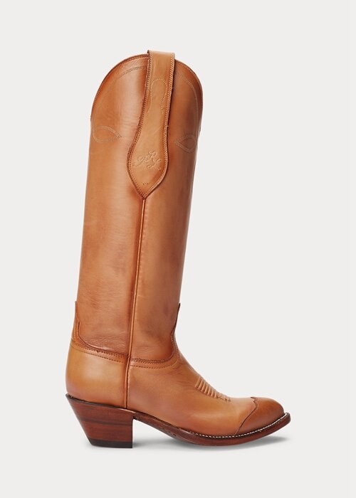 Hnědé dámské kožené kovbojské boty Ralph Lauren Kiera Hnědé dámské kožené kovbojské boty Ralph Lauren Kiera