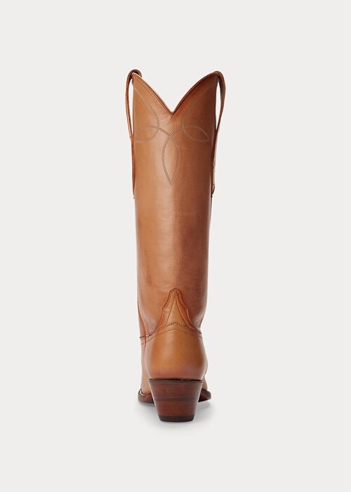 Hnědé dámské kožené kovbojské boty Ralph Lauren Kiera Hnědé dámské kožené kovbojské boty Ralph Lauren Kiera