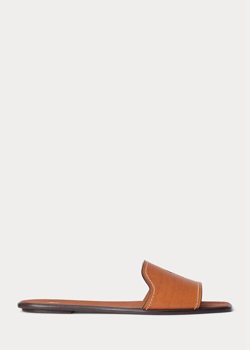 Hnědé dámské kožené pantofle Ralph Lauren Vachetta Hnědé dámské kožené pantofle Ralph Lauren Vachetta