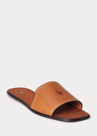 Hnědé dámské kožené pantofle Ralph Lauren Vachetta
