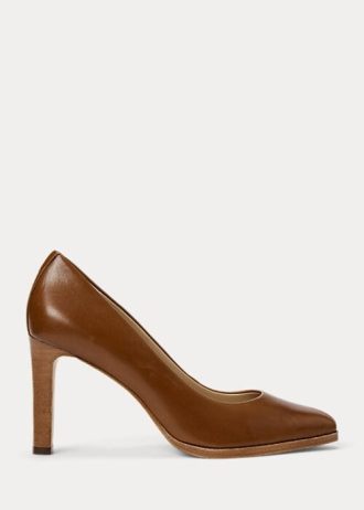 Hnědé dámské kožené podpatky Ralph Lauren Camila Hnědé dámské kožené podpatky Ralph Lauren Camila