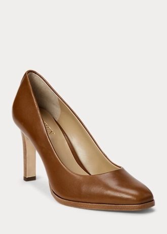 Hnědé dámské kožené podpatky Ralph Lauren Camila Hnědé dámské kožené podpatky Ralph Lauren Camila