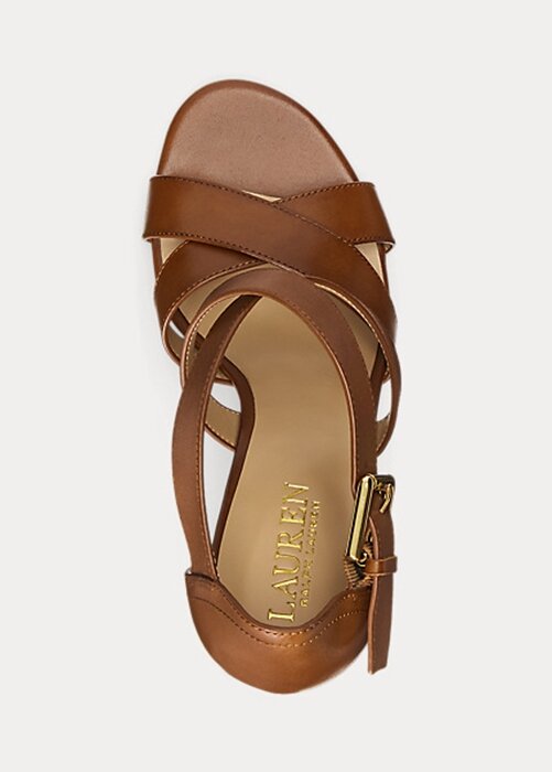 Hnědé dámské kožené podpatky Ralph Lauren Gisella Hnědé dámské kožené podpatky Ralph Lauren Gisella