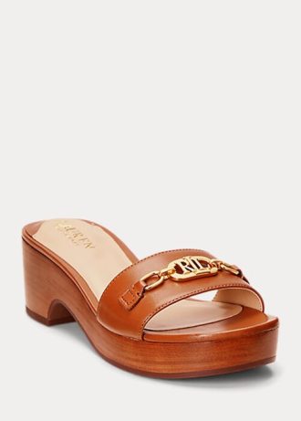 Hnědé dámské kožené sandály Ralph Lauren Roxanne Nappa Hnědé dámské kožené sandály Ralph Lauren Roxanne Nappa
