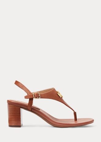 Hnědé dámské kožené sandály Ralph Lauren Westcott II Hnědé dámské kožené sandály Ralph Lauren Westcott II
