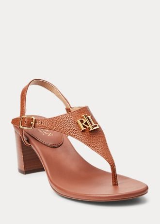 Hnědé dámské kožené sandály Ralph Lauren Westcott II Hnědé dámské kožené sandály Ralph Lauren Westcott II