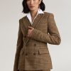 Hnědé dámské kostkované tvídové bundy Ralph Lauren Donaldson