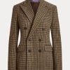 Hnědé dámské kostkované tvídové bundy Ralph Lauren Donaldson