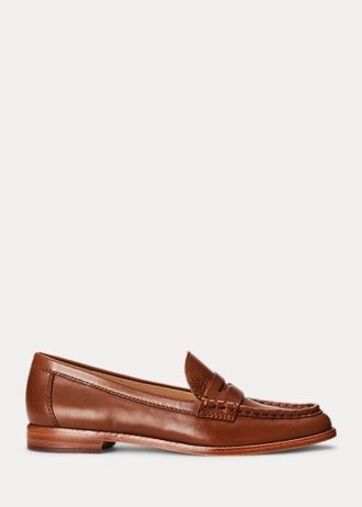 Hnědé dámské leštěné kožené mokasíny Ralph Lauren Wynnie Hnědé dámské leštěné kožené mokasíny Ralph Lauren Wynnie