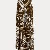 Hnědé dámské lněné sukně Ralph Lauren Liliosa Zebra-Print