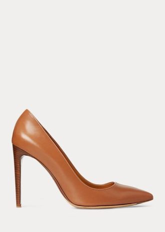 Hnědé dámské lodičky Ralph Lauren Celia z telecí kůže Hnědé dámské lodičky Ralph Lauren Celia z telecí kůže