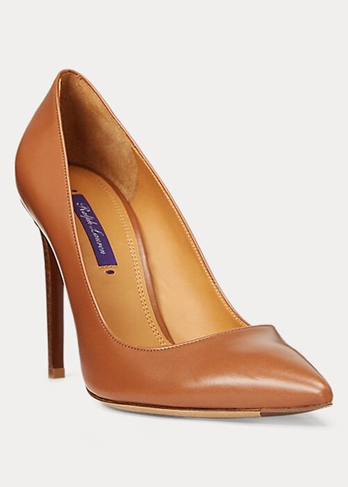 Hnědé dámské lodičky Ralph Lauren Celia z telecí kůže Hnědé dámské lodičky Ralph Lauren Celia z telecí kůže