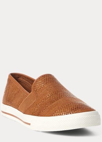 Hnědé dámské nazouvací tenisky Ralph Lauren Jinny Woven Hnědé dámské nazouvací tenisky Ralph Lauren Jinny Woven