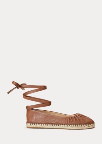 Hnědé dámské šněrovací ploché boty Ralph Lauren Cecilia Nappa