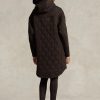 Hnědé dámské oversize prošívané kabáty s kapucí Ralph Lauren Hnědé dámské oversize prošívané kabáty s kapucí Ralph Lauren